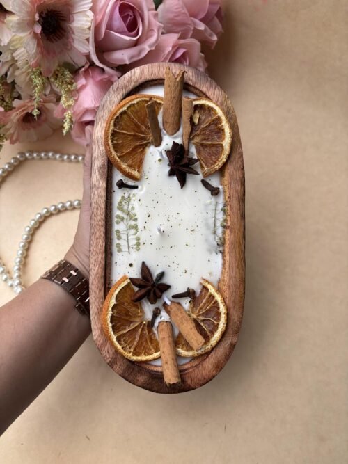 Wooden Boat Shape Spices Candle